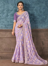 Partywear designer Saree In Purple